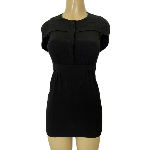 Sandro Black Dress Button Front Short Sleeve Mini Short Sheath 1 XS - Picture 1 of 5
